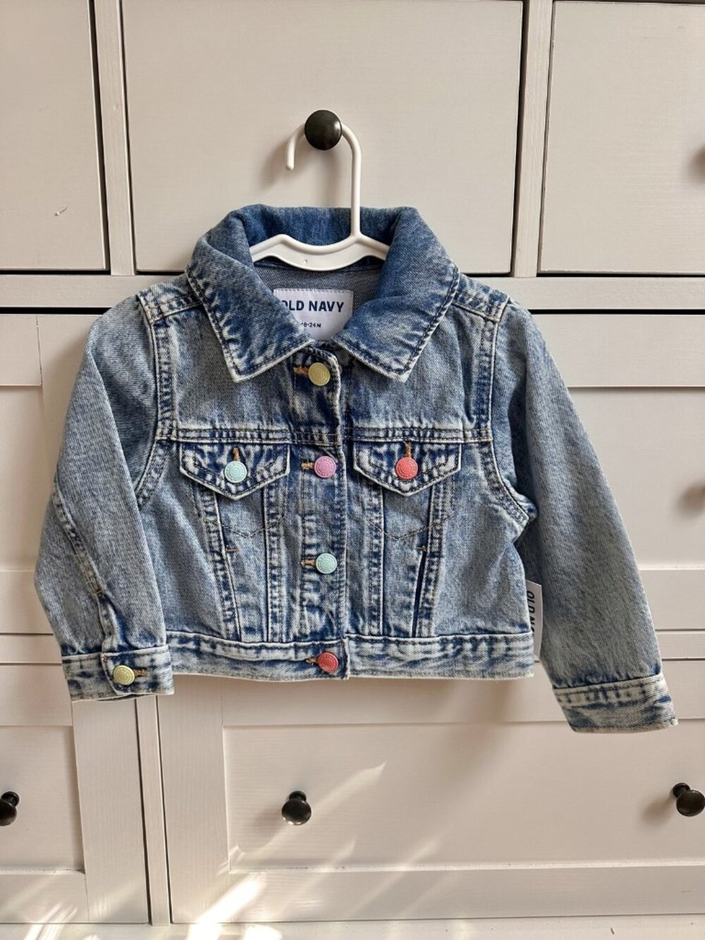 Old Navy - Girls Denim Jacket with Colorful Buttons - BNWT!